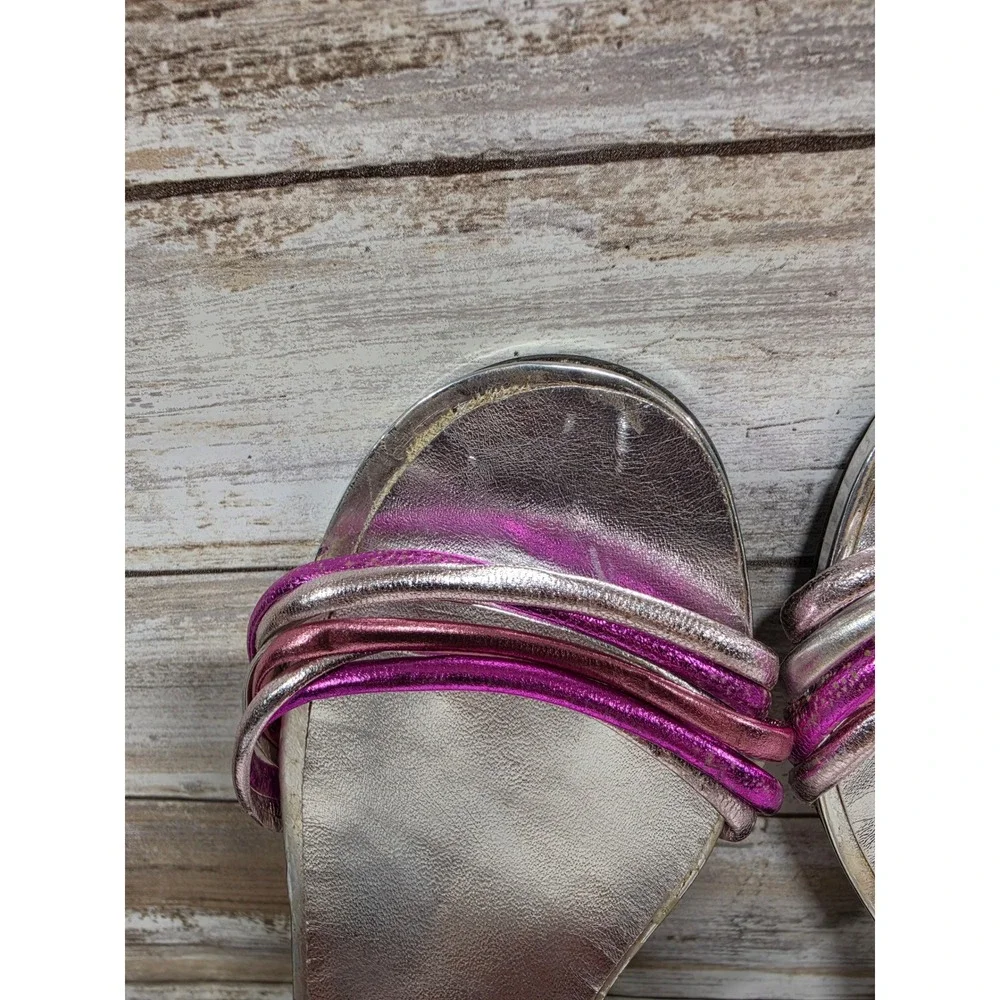 Martini Osvaldo Metallic Leather Wedge Sandals Lot 2 Pairs  7 7.5 Italy TLC READ